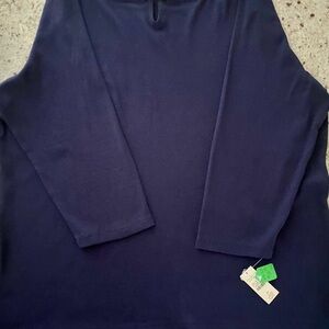 Talbots Navy Cotton Top with Gold Tone Buckle